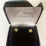 0.50 Carat (ctw) 14K White Gold Round Green Peridot & White Diamond Ladies Halo Style Stud Earrings 1/2 CT