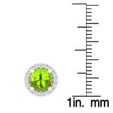 2.00 Carat (ctw) 10k White Gold Round Green Peridot & White Diamond Ladies Halo Style Stud Earrings 2 CT