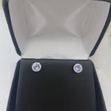 0.50 Carat (ctw) 14K White Gold Round Tanzanite & White Diamond Ladies Halo Style Stud Earrings 1/2 CT