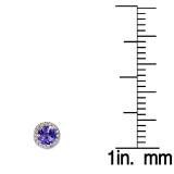 2.00 Carat (ctw) 14k White Gold Round Tanzanite & White Diamond Ladies Halo Style Stud Earrings 2 CT