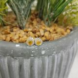 0.50 Carat (ctw) 14K White Gold Round Yellow Sapphire & White Diamond Ladies Halo Style Stud Earrings 1/2 CT