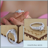 0.85 Carat (ctw) 14K White Gold Quad Set Halo Style Princess & Round Diamond Ladies Bridal Engagement Ring