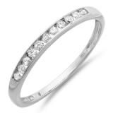 0.20 Carat (ctw) 10K White Gold Round Diamond Anniversary Wedding Band Stackable Ring