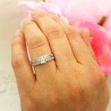 0.55 Carat (ctw) 10k White Gold Princess and Round Diamond Ladies Bridal Engagement Ring Matching Wedding Band Set