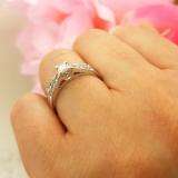 0.55 Carat (ctw) 10k White Gold Princess and Round Diamond Ladies Bridal Engagement Ring Matching Wedding Band Set