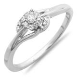 0.15 Carat (ctw) 10k White Gold Round Diamond Ladies Engagement Swirl Promise Bridal Ring