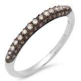 0.25 Carat (ctw) Sterling Silver Round White & Champagne Diamond Ladies Anniversary Wedding Band Stackable Ring 1/4 CT