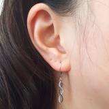 0.10 Carat (ctw) Sterling Silver Round Black Diamond Ladies Infinity Love Swirl Dangling Drop Earrings 1/10 CT