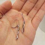 0.10 Carat (ctw) Sterling Silver Round Black Diamond Ladies Infinity Love Swirl Dangling Drop Earrings 1/10 CT