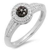 0.10 Carat (ctw) Sterling Silver Round Black Diamond Ladies Engagement Bridal Promise Ring 1/10 CT