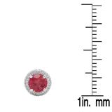 Sterling Silver Round Pink Tourmaline Ladies Stud Earrings