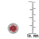 Sterling Silver Round Pink Tourmaline Ladies Stud Earrings