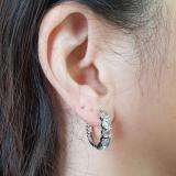 Sterling Silver Oval Cut Aquamarine Hoop Earrings
