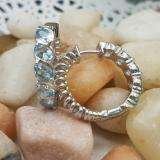 Sterling Silver Oval Cut Aquamarine Hoop Earrings