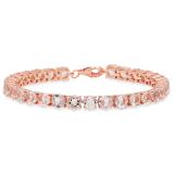 Rose Gold Plated Sterling Silver Round Cut Morganite Ladies Tennis Bracelet (7 Inch Length x 5.1 MM Wide)