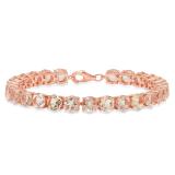 Rose Gold Plated Sterling Silver Round Cut Morganite Ladies Tennis Bracelet (7 Inch Length x 6.1 MM Wide)