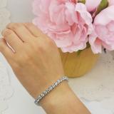 Sterling Silver Round Cut Aquamarine Ladies Tennis Bracelet (7 Inch Length x 5.1 MM Wide)