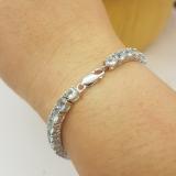 Sterling Silver Round Cut Aquamarine Ladies Tennis Bracelet (7 Inch Length x 5.1 MM Wide)