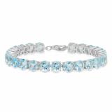 Sterling Silver Round Cut Aquamarine Ladies Tennis Bracelet (7 Inch Length x 6.1 MM Wide)