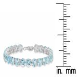 Sterling Silver Round Cut Aquamarine Ladies Tennis Bracelet (7 Inch Length x 6.1 MM Wide)
