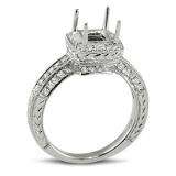 0.52 Carat (Ctw) 14k White Gold Princess and Round Diamond Ladies Bridal Semi Mount Engagement Ring (No Center Stone)