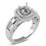 0.85 Carat (ctw) 14K White Gold Round & Baguette Diamond Semi Mount Round Diamond For Center Engagement Bridal Ring (No Center Stone)
