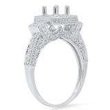 1.00 Carat (ctw) 18K White Gold Brilliant Round & Princess Cut Diamond 3 stone Semi Mount Vintage Antique Look Ladies Engagement Bridal Ring (No Center Stone)