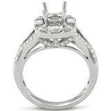 0.75 Carat (ctw) 18K White Gold Brilliant Round & Baguette Cut Diamond Vintage Antique look Semi Mount Ladies Engagement Bridal Ring (No Center Stone)