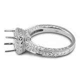 0.52 Carat (Ctw) 14k White Gold Princess and Round Diamond Ladies Bridal Semi Mount Engagement Ring (No Center Stone)