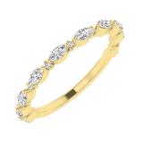 3x1.5mm Marquise and Round White Diamond Alternating Style Stackable Engagement Band Ring for Women (0.48 ctw, Color I-J, Clarity I1-I2) in 18K Yellow Gold