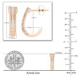 Round White Diamond in Between Metal Zigzag Line J Shape Pushback Hoop Earrings for Her (0.08 ctw, Color I-J, Clarity I2-I3) in 10K Rose Gold