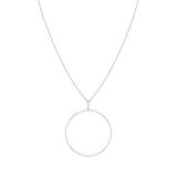 Round White Diamond Mininal Trendy Open Circle Slider Pendant with Silver Chain for Women (0.65 ctw, Color I-J, Clarity I1-I2) in 18K Rose Gold