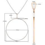 Round White Diamond Mininal Trendy Open Circle Slider Pendant with Silver Chain for Women (0.65 ctw, Color I-J, Clarity I1-I2) in 18K Rose Gold