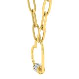 Round White Diamond Heart Screw Lock Paperclip Gold Chain Pendant Necklace for Women (0.16 ctw Color I-J Clarity I1-I2) in 18K Yellow Gold