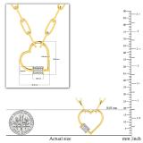 Round White Diamond Heart Screw Lock Paperclip Gold Chain Pendant Necklace for Women (0.16 ctw Color I-J Clarity I1-I2) in 18K Yellow Gold