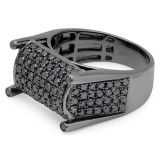 2.75 Carat (ctw) Round Black Diamond Mens Ring 10k Black Plated White Gold