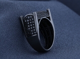 2.75 Carat (ctw) Round Black Diamond Mens Ring 10k Black Plated White Gold