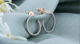 Round White Diamond Half Circle Screwback Stud Earrings for Her (0.27 ctw Color I-J Clarity I1-I2) in 18K Rose Gold