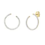Round White Diamond Half Circle Pushback Stud Earrings for Her (0.27 ctw Color I-J Clarity I1-I2) in 18K Yellow Gold