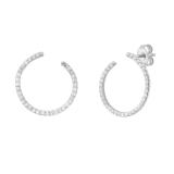 Round White Diamond Half Circle Pushback Stud Earrings for Her (0.27 ctw Color I-J Clarity I2-I3) in 925 Sterling Silver