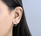 Round White Diamond Half Circle Pushback Stud Earrings for Her (0.27 ctw Color I-J Clarity I2-I3) in 925 Sterling Silver