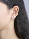 Round White Diamond Cushion Shaped Beaded Style Cluster Pushback Stud Earrings for Women (0.33 ctw Color I-J Clarity I1-I2) in 14K White Gold