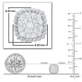 Round White Diamond Cushion Shaped Beaded Style Cluster Pushback Stud Earrings for Women (0.33 ctw Color I-J Clarity I1-I2) in 14K White Gold