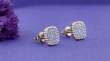 Round White Diamond Cushion Shaped Beaded Style Cluster Screwback Stud Earrings for Women (0.33 ctw Color I-J Clarity I1-I2) in 18K Yellow Gold