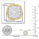 Round White Diamond Cushion Shaped Beaded Style Cluster Screwback Stud Earrings for Women (0.33 ctw Color I-J Clarity I1-I2) in 18K Yellow Gold