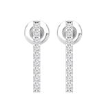 Round White Diamond Half Rectangular Fashion Pushback Hoop Earrings for Women (0.12 ctw, Color I-J, Clarity I2-I3) in 925 Sterling Silver