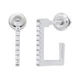 Round White Diamond Half Rectangular Fashion Screwback Hoop Earrings for Women (0.12 ctw, Color I-J, Clarity I2-I3) in 925 Sterling Silver