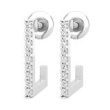 Round White Diamond Half Rectangular Fashion Screwback Hoop Earrings for Women (0.12 ctw, Color I-J, Clarity I2-I3) in 925 Sterling Silver