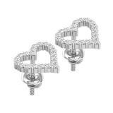 Round White Diamond Cluster Halo Style Screwback Earrings for Women (0.20 ctw, Color I-J, Clarity I2-I3) in 925 Sterling Silver