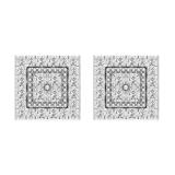 Round White Diamond Beaded Square Framed Screwback Stud Earrings (0.23 Ctw Color I-J Clarity I2-I3) for Women in 925 Sterling Silver